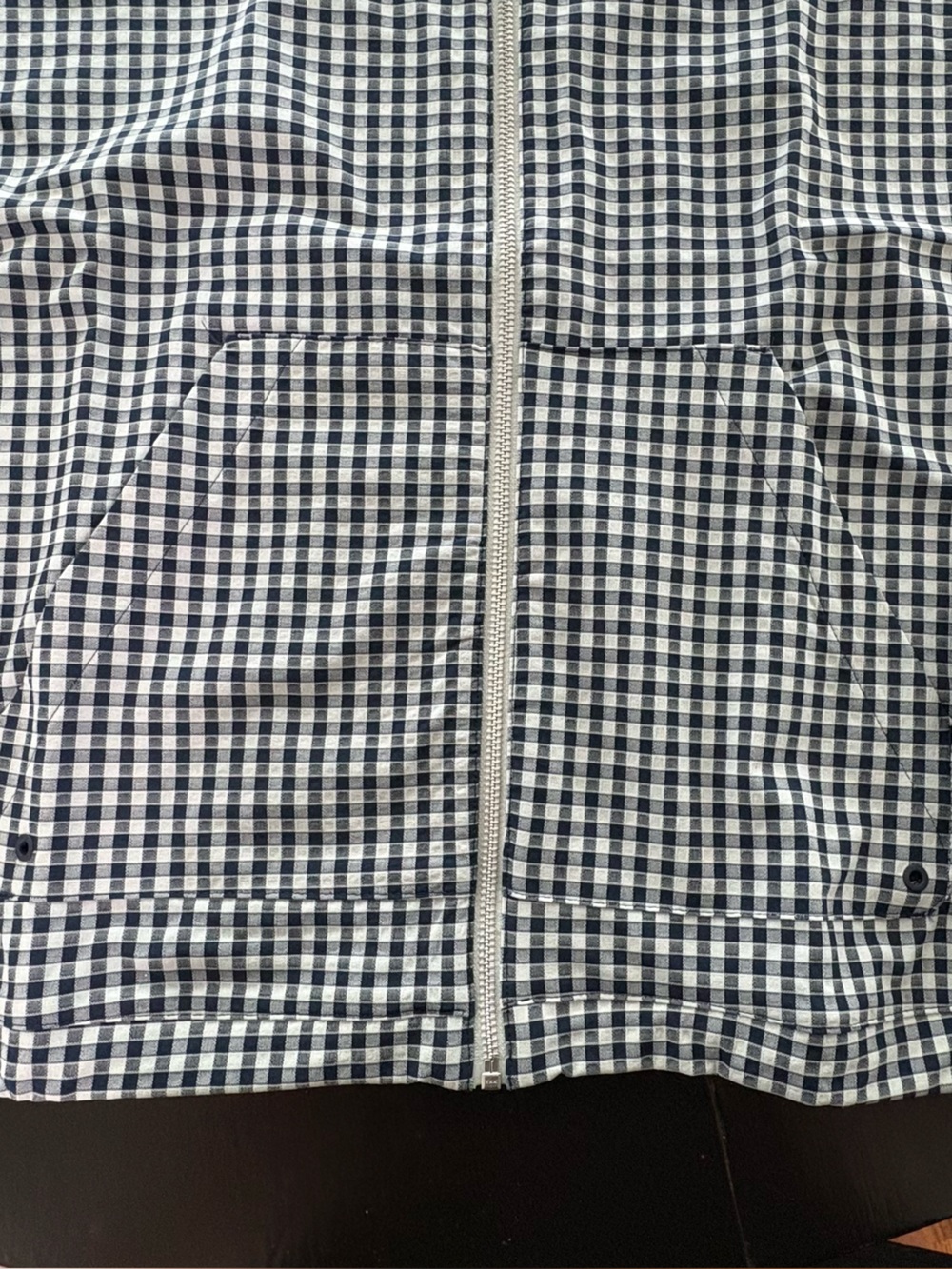 Adidas Navy & White Gingham Windbreaker Jacket - Picture 4 of 10